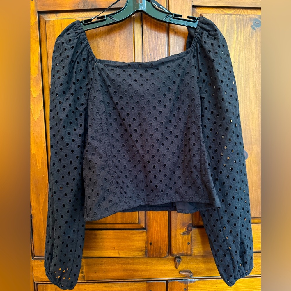 Karl Lagerfeld Black Eyelet Blouse